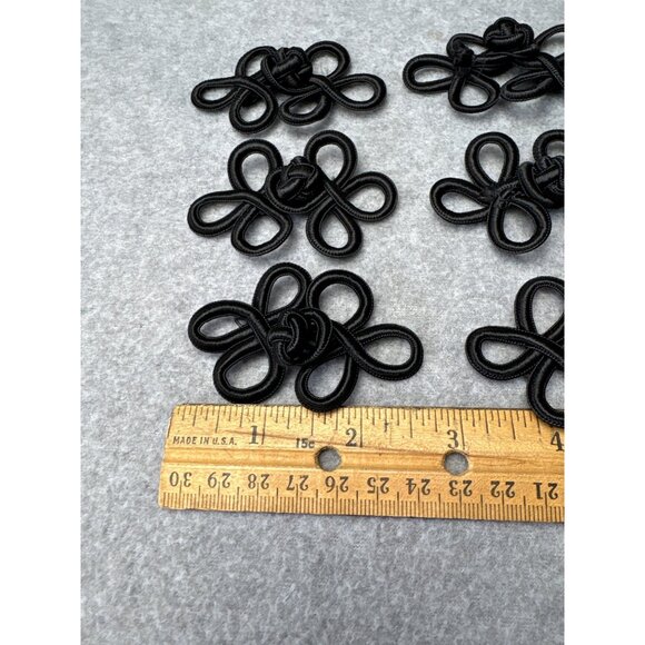 Black Frog Closure Set 6 Decorative Knot Fasteners Sewing Crafting - Picture 3 of 11